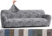 PAULATO BY GA.I.CO. Sofa Slipcover - Stretch Sofa Cover - 4 Seater Couch Protector Cover for Pets and Kids - Soft Couch Slip Cover - Sofa Slipcovers - Microfibra Print Collection - Marmo Grey