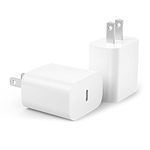 USB C Charger, 2Pack 20W Fast Charger Block, PD USB C iPhone Charger Adapter 20W Charger Cube for iPhone 16/15/14/13/13 Mini/13 Pro/13 Pro Max/12, Galaxy, Pixel 4/3, iPad/iPad Mini, and More