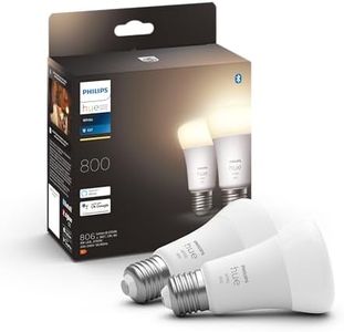 Philips Hue White, E27 LED Smart Bulb, 806 Lumens, Bluetooth Compatible, Compatible with Alexa, 2 Pack