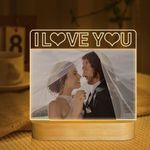 FULLOSUN Light up Picture Frame, I Love You Acrylic Photo Frame Night Light, Desktop Display Home Decor Creative Memory Gifts for Couple Women Mom Girl Wedding Valentine Day Anniversary (4x6" Photo)