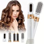 TechKing (LIMITED TIME DEAL WITH 20 YEARS WARRANTY) Hot Air Brush, 5 in 1 Hair Dryer hot air Brush Styler, Detachable Hair Styler Electric Hair Dryer Brush Rotating for All Hairstyler For Women - GOLD