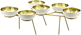 Godinger Appetizer Bowls, Dessert Bowls, Fruit Bowls and Dipping Bowls on Stand Stainless Steel Gold and White, Set of 6