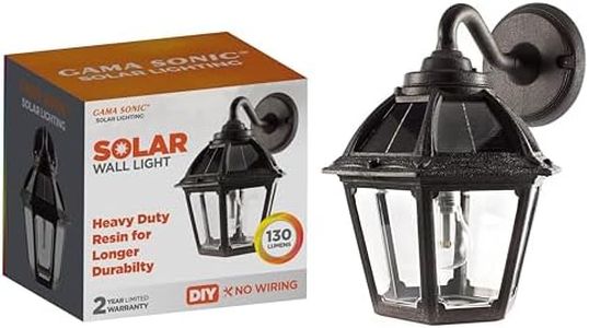 Gama Sonic Polaris Solar Wall Sconce Light, Outdoor Warm White LED Exterior Lamp, Black UV Protected Resin for Coastal Areas, for Walkways, Pathway, Columns, Sheds, Piers (177010)