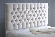 luxisleepltd Colchester 20/26/30 inches Headboard in Plush Velvet 3FT 4FT 4FT6 5FT,6FT with matching button (Cream, 5ft-30''Tall)