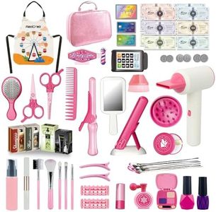 RedCrab Set Peluqueria y Maquillaje Juguete Niña, 55 Piezas de Salón de Belleza para Niñas con Secador de Pelo, Espejo, Plancha de Pelo y Otros Accesorios, Juegos de rol para Niños 3+ Años