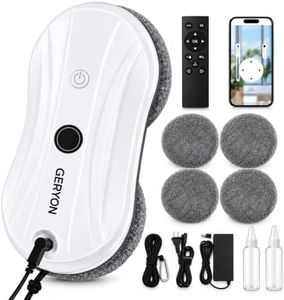 GERYON Automatic Window Cleaning Robot, Smart Glass Cleaner with Dual Ultrasonic Spray, 3000Pa Suction, App & Remote Control, Edge Detection & Safety Cable for High Windows, Glass Doors and Mirrors