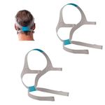 Replacement Straps for AirFit ResMed N20 Large Nasal Pillow CPAP Mask by Snugell (2-Pack) - Made of Ultra-Soft Premium Elastic Nylon - Gray and Blue Colorway - Clips Not Included