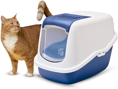 Savic Nestor Cat Toilet Home, 22 x 15 x 15 inch, Prevent Throwing of cat Litter, Durable, Lightweight, Easy to use and Reduces Odor, Perfect Toilet Training Aid Your Cat (Nordic Blue)