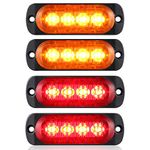 AT-HAIHAN Aluminum Housing Red Amber LED Trailer Clearance and Side Marker Lights, DOT Compliant Waterproof Surface Mount Front Rear Lighting for Truck Tractor Motorcycle Van RV