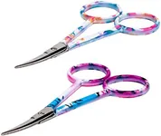 SINGER 4 Inch Forged Embroidery Scissors with Curved Tip for Sewing, Cross-Stitching, Crafts, & More (White Floral & Pastel Print, 2-Pack)