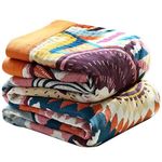 VANJOROY Double-sided Bohemian Sofa Large Bed Throw Blanket, 100% Organic Cotton Warm Soft Luxury Boho Throw for 2 3 Seater Settees Armchair and Couch. 150x200cm-Colorful