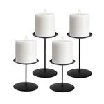 NiceAI Candle Holders for Pillar Candles Fireplace Candelabra Modern Iron Candlesticks Table Centerpiece Home Decoration Wedding Sturdy Set of 4 Black