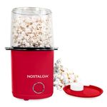 Nostalgia 8-Cup Hot Air Popcorn Maker & Bowl - 2-In-1 Bowl & Lid, 2 oz Measuring Cup - Oil-Free Pop Corn for Movie Night, Snacks, Birthday Parties, and More - Red