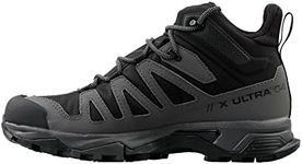 Salomon X Ultra 4 MID Gore-TEX Hiking Boots for Men, Black/Magnet/Pearl Blue, 12 Wide