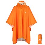 Anyoo Waterproof Rain Poncho Lightweight Reusable Hiking Rain Coat Jacket with Hood for Outdoor Activities,Orange,One Size