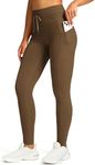 Soothfeel Women's High Waisted Fleece Lined Leggings with Pockets Water Resistant Thick Thermal Warm Winter Ski Hiking Pants Brown
