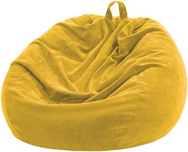 Nobildonna 3 ft Bean Bag Chair Cover (No Filler) for Adults and Kids, 300L Extra Large Stuffed Animal Storage Bean Bag Washable Soft Premium Corduroy Stuffable Bean Bag Cover (Yellow)