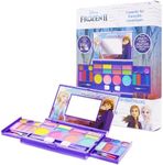 Townley Girl Cosmetic Compact Set with Mirror 14 lip glosses, 4 Body Shines,Disney Frozen 2 ,6 Brushes Colorful Portable Foldable Washable Make Up Beauty Kit Box Set for Girls Kids Tweens