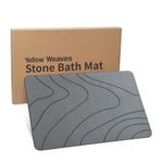 Yellow Weaves Stone Bath Mat, Diatomaceous Earth Shower Mat, Non-Slip Super Absorbent Quick Drying Bathroom, Kitchen Floor Mat, Easy to Clean (60x40 cm - Sandstone) Abstract Grey