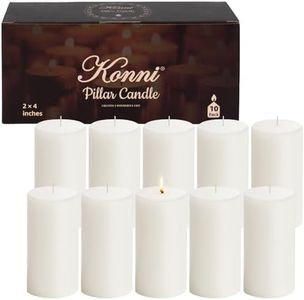 KONNI White Pillar Candles Set of 10, 2"x 4" Unscented Pillar Candles Bulk, 20 Hours Long Burning Candles, Smokeless&Dripless Large Round Candle for Wedding, Home Decoration, Parties, Spas, Dinner