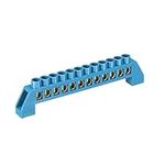 sourcing map Terminal Grounding Bar Screw Block Barrier Brass Strip 12 Positions Blue for Electrical Distribution