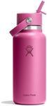 Hydro Flask Water Bottle - Insulated Stainless Steel - Wide Mouth Flex Straw Lid, Non Spill, Leakproof and Refillable in 32 Oz Reef Pink