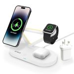 TOALLIN 5-in-1 Magnetic Wireless Charging Station with Night Light, Wireless Charger for iPhone12 13 14 15 Pro Max & Airpods & iWatch Series, Fast Charging Stand Dock for Apple Multiple Devices