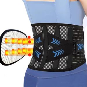 ANAMPION Ceintures Lombaires avec 5 Supports Métalliques, Légère et Respirante Ceinture Lombaire Sciatique avec Coussin Lombaire Amovible, Confort Ceinture Lombaire pour Homme et Femme (Noir, XL)