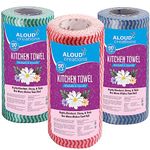 ALOUD CREATIONS Non Woven Reusable Kitchen Towel Roll - Pack of 3 (80 Pulls Per Roll, 240 Sheets) | Highly Absorbent Multipurpose Washable Tissue Rolls For Wipes, Spills and Cleaning Kitchen Slabs