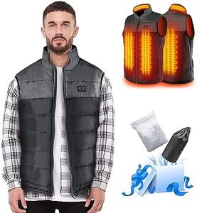 AFUNSO Heated Vest for Men/Women, Electric Heating Coat Heated Body Warmer Temperature Control Extra Collar Heated Hiking,Ice Skating for Heated Jacket/Sweater/Thermal Underwear Battery Not Included, Gray-Black, S