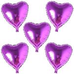 Matthew Balloons Star and Heart Balloons Helium or Air 18 Inches 5 PACK (5x Purple HEARTS)