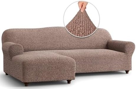 PAULATO BY GA.I.CO. Sectional Couch Cover - Chaise L-Shape Sofa Slipcover - Washable Corner Couch Covers - 1-Piece Form Fit Stretch Cover - Mille Righe - Camel (Left-Facing Chaise)