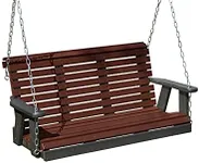 Poly Lumber Wood 5FT Porch Swing Amish Craftsmandship Made in USA HDPE with No wood fibers and 1000 lbs Limit. Stainless Steel Hardware.Signature Rollback design for Patio Outdoor Backyard Garden Park