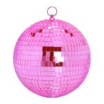 Mirror Ball, 8 inch Reflective Light Dance Disco Balls with Hanging Ring for DJ Club Party,Home Decoration, Family Gathering Live Stage (8 inch, Pink)