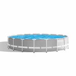 Intex 15 Ft. X 48-Inch Prism Frame Premium Swimming Pool Set, Deep Metal Frame Pool, Water Capacity at 90% Full: 4,440 Gallons (16,805 Litres) With Cartridge Filte- Colour Grey