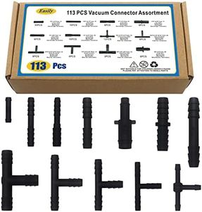 Vacuum Connector Assortment 113 PCS Heat Resistance 240℃（460℉）Automotive Vacuum Tubing Connector Vacuum Tee Connector Assortment Kit Black Nylon