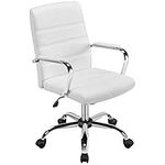 Yaheetech Executive Office Chair Swivel Computer Desk Chair Ergonomic PU Leather Task Chair White