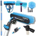 IGAD Pole 24ft Washing Kit: Water-fed Brush, Cobweb Duster and 10” Squeegee and Soap Dispenser, with 6-Stage Telescoping Pole 5-24ft (7m) Pole
