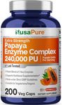 Papaya Papain Enzyme 1000mg 200 Veggie Caps (100% Vegetarian, Non-GMO & Gluten Free) Digestive Enzymes with Papain, Supports Better Digestion & Weight Control