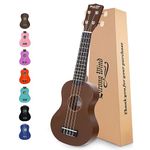 Strong Wind Soprano Ukulele 21 Inch Basswood Ukeleles for Beginners 4 Strings Hawaiian Guitar Ukulele for Adults Teenagers, Brown