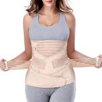 ChongErfei 3 in 1 Postpartum Belly Wrap - Belly/Waist/Pelvis Belt Black Postpartum Belly Band (XL, Beige)