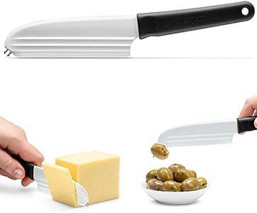 Dreamfarm Knibble Lite | Non-Stick Cheese Knife with Stainless Steel Forks | Multi-Functional Kitchen Knife with Unique Ridged Blade | Perfect for Slicing, Spreading, and Serving | Black