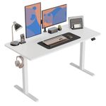 CubiCubi Electric Standing Desk, 140 x 60 cm Height Adjustable Table, Ergonomic Home Office Furniture with Splice Board, White