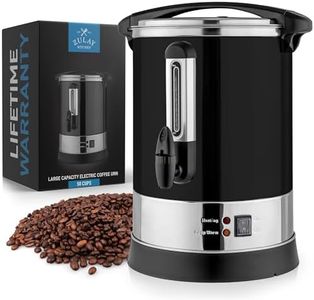 Zulay Kitchen Commercial Grade Coffee Maker Hot Water Urn - Percolator With Double-Wall Stainless Steel, Quick Brew, Stays Hot for Tea & Beverage at Events & Catering - Black - 50 cups