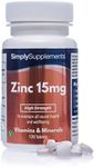 Zinc Tablets 15mg | Potent One-a-Day Formula | 120 Tablets | Supports The Immune System, Fertility & Skin, Hair & Nails