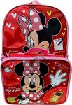 Ruz Group Kid's Licensed 16 Inch Backpack With Removable Lunch Box Set, Multicolored, Large, Minnie Mouse Red