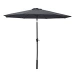 Panana 2.5M Garden Parasol Sun Shade Outdoor Umbrella 8 Sturdy Ribs with Crank and Tilt Mechanism for Lawn, Deck, Patio and Balcony Dark Grey