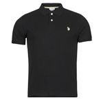 U.S. Polo Assn. Men's Solid Polo with Small Pony, Black/White, Medium