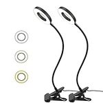 【 2-Pack】LED Clip Light, Desk Clamp Lamp 10 Dimmable Brightness 3 Light Modes Flexible Gooseneck Bedside Lamp for Reading, Painting, Craft, Sewing, Work…