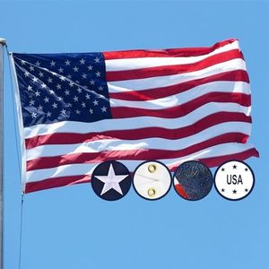 American Flag 3x5 Outdoor - Made Outdoor Heavy Duty USA Flag, 2 Brass Grommets US USA Flag 3x5 Outdoor, American Flags Nylon 3x5 Embroidered Outside All Weather United States Flag